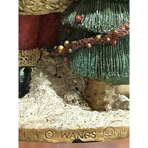 Vintage Wang's Santa Claus Figurine With Deer & Christmas Tree 1991 - Picture 6 of 6